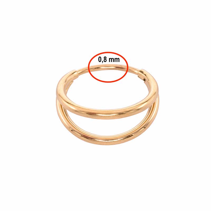Segment click ring in goud chirurgisch staal met een dubbele rij extra ...