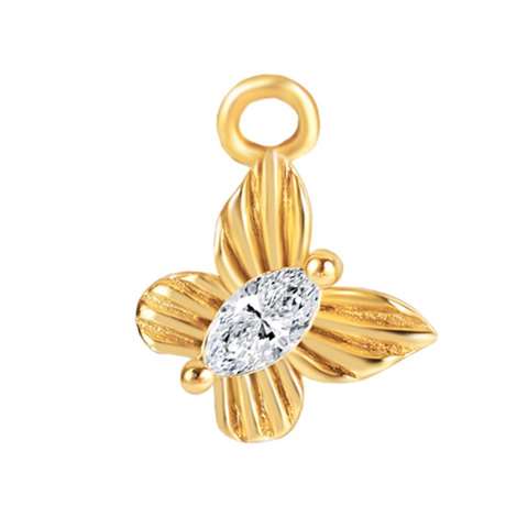 Anhänger in Stahl mit einem Schmetterling goldfarbig
