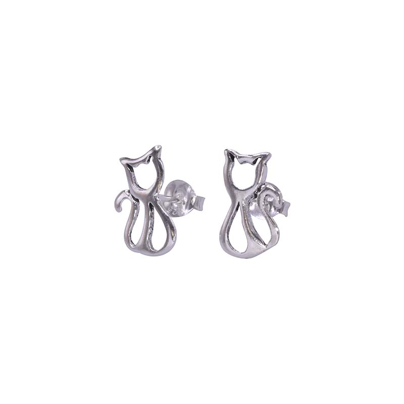 Ohrstecker in Silber 925% mit einer Katze