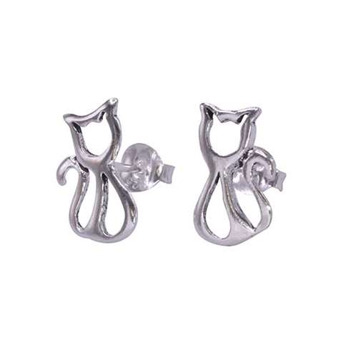 Oorknopjes in zilver 925% met een kat