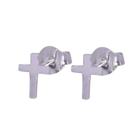 Oorknopjes in zilver 925% met een kruis