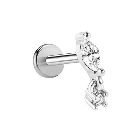 Labret/Tragus/Helix Piercing aus Chirurgenstahl ovaler Kristall mit Anhänger