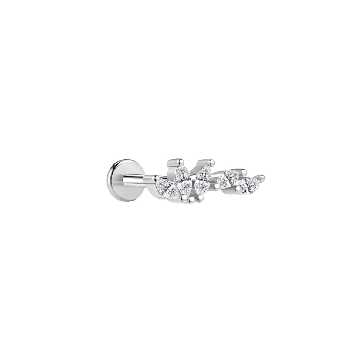 Labret/helix/tragus piercing in surgical steel loop with white crystals ...