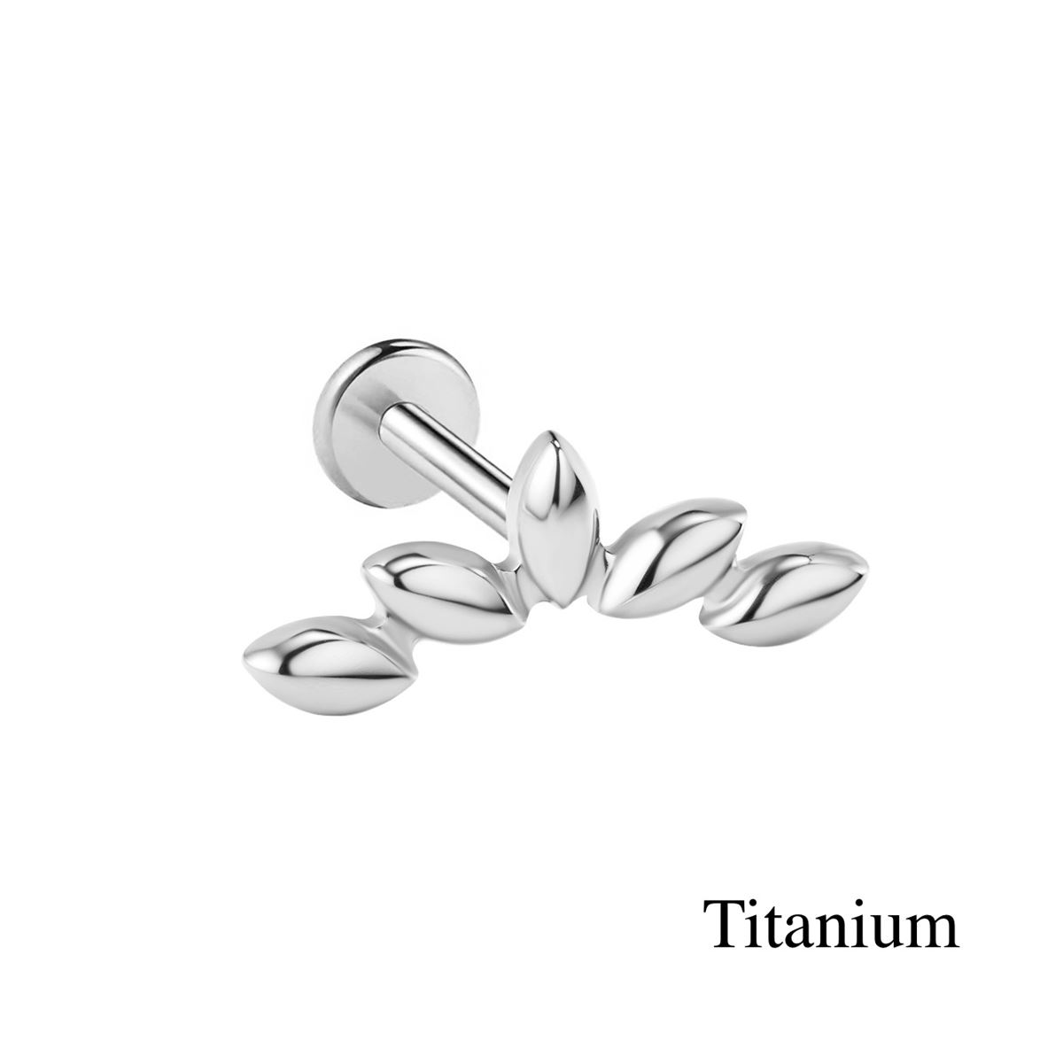 Labret/helix/tragus piercing in TITANIUM met 5 lussen