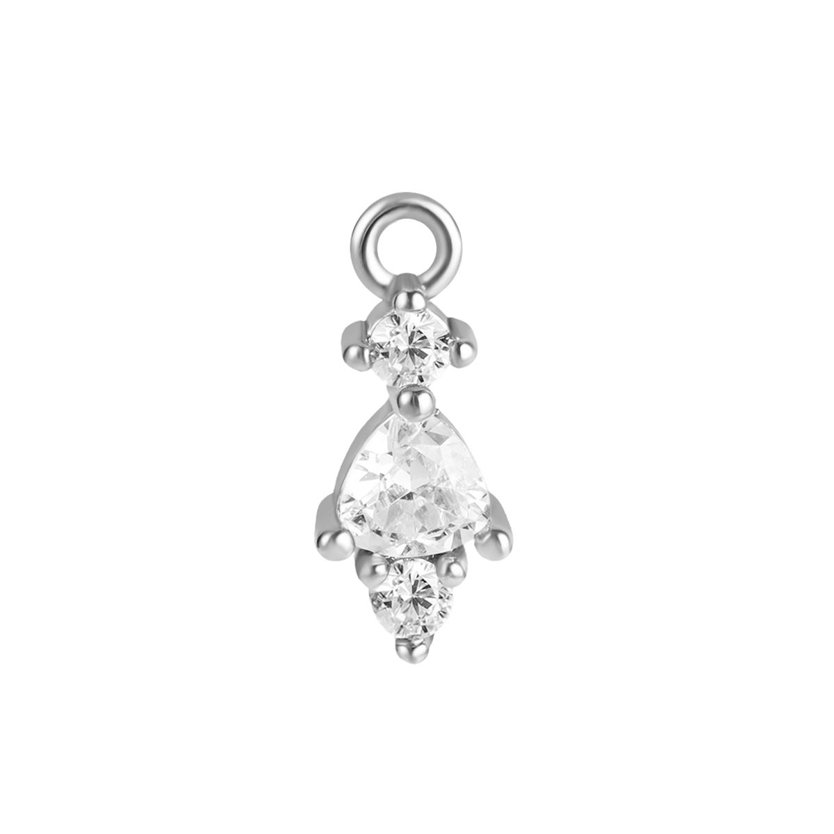 Charm in steel motif with 3 white crystals