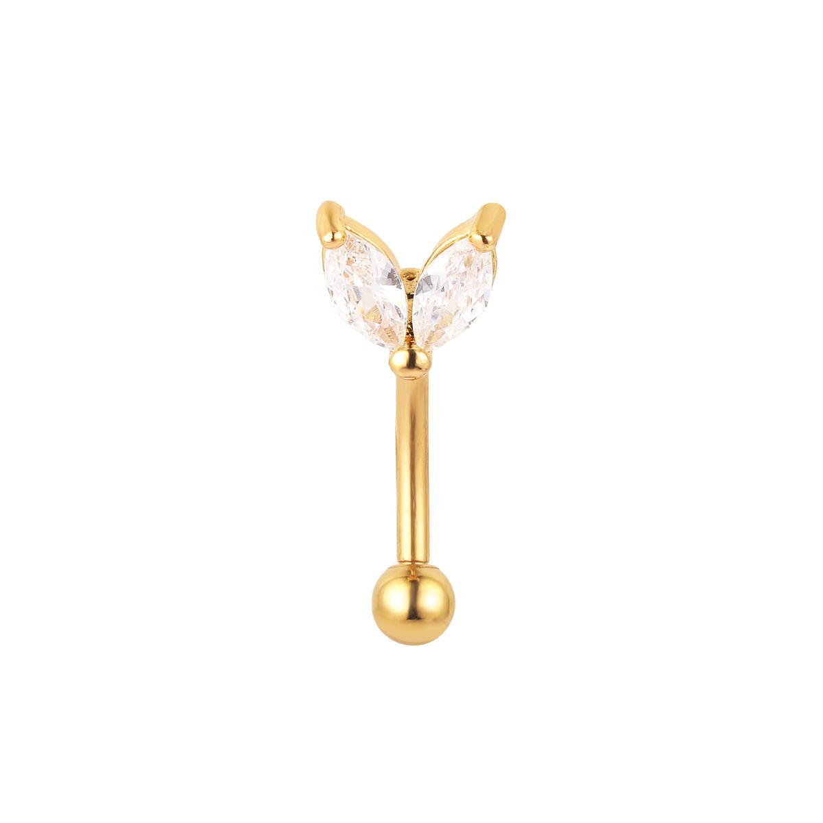 Rook piercing en gold surgical steel with 2 white crystals