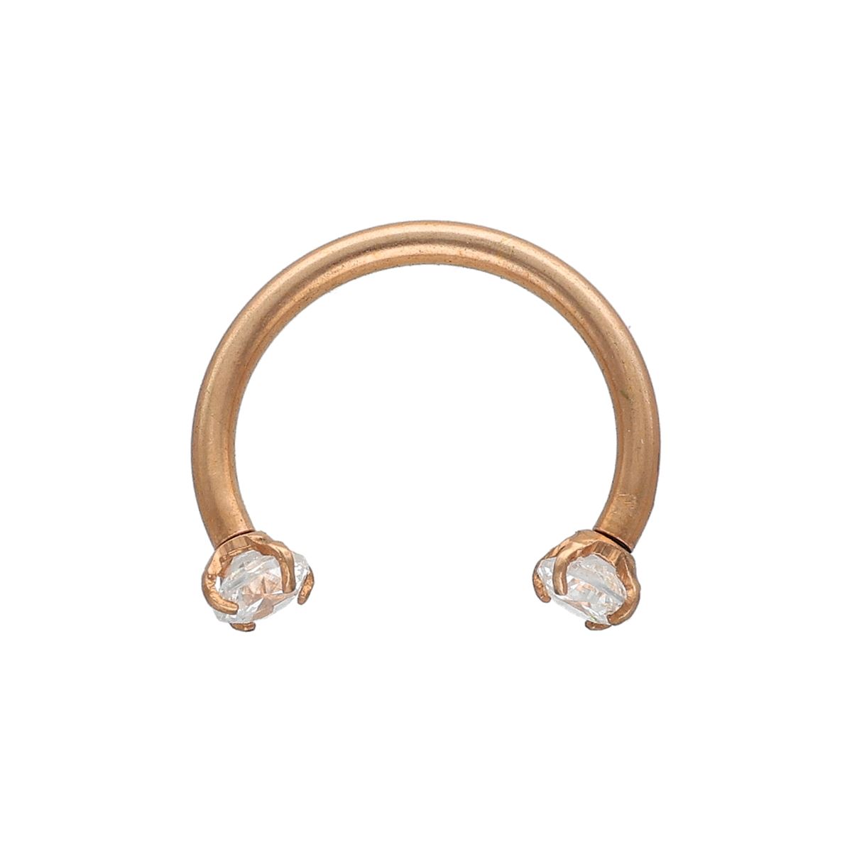 Hufeisenring aus chirurgenstahl, roségoldfarbig, prong setting weissen runden kristalle