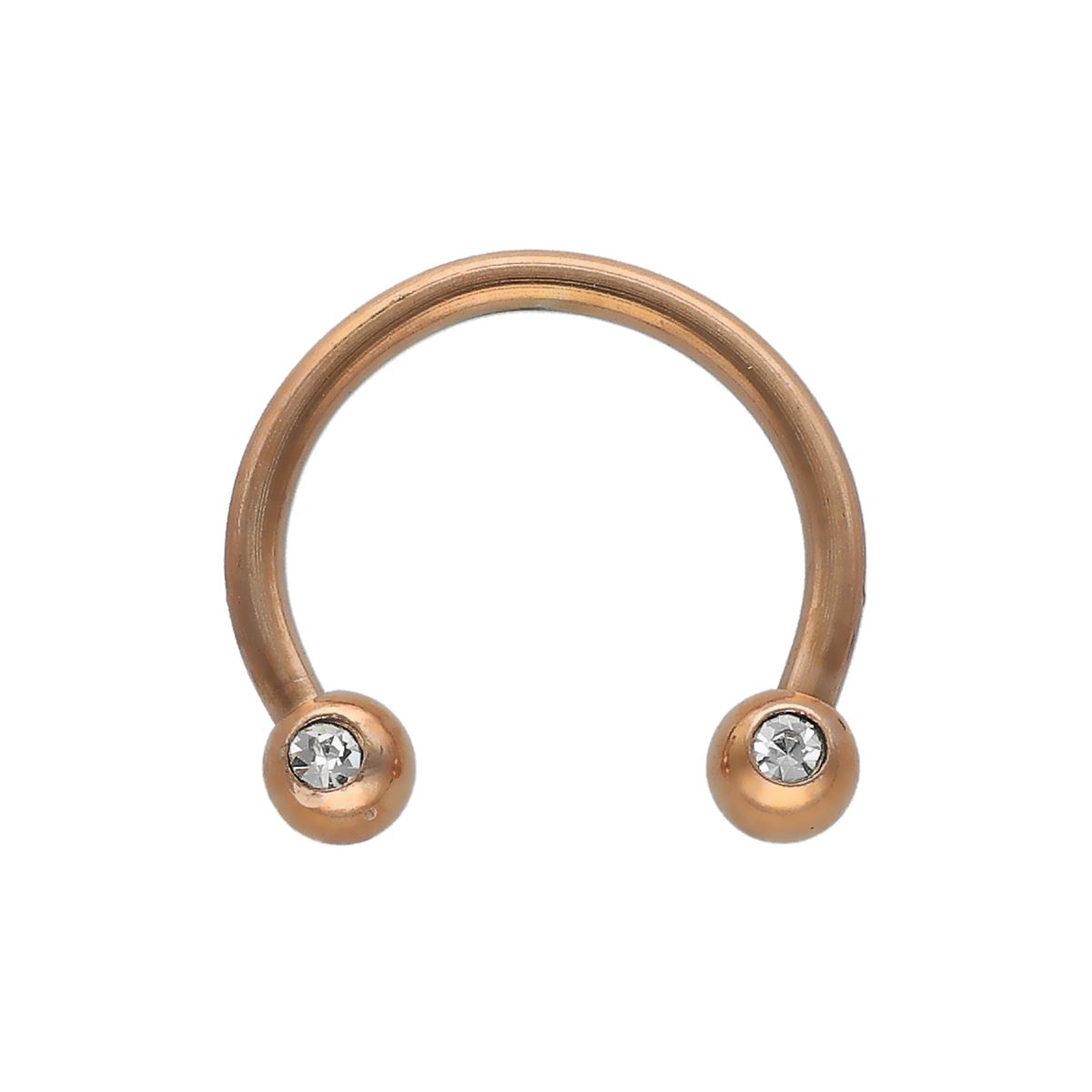 Hufeisenring aus chirurgenstahl, Kugel mit weissen Kristall