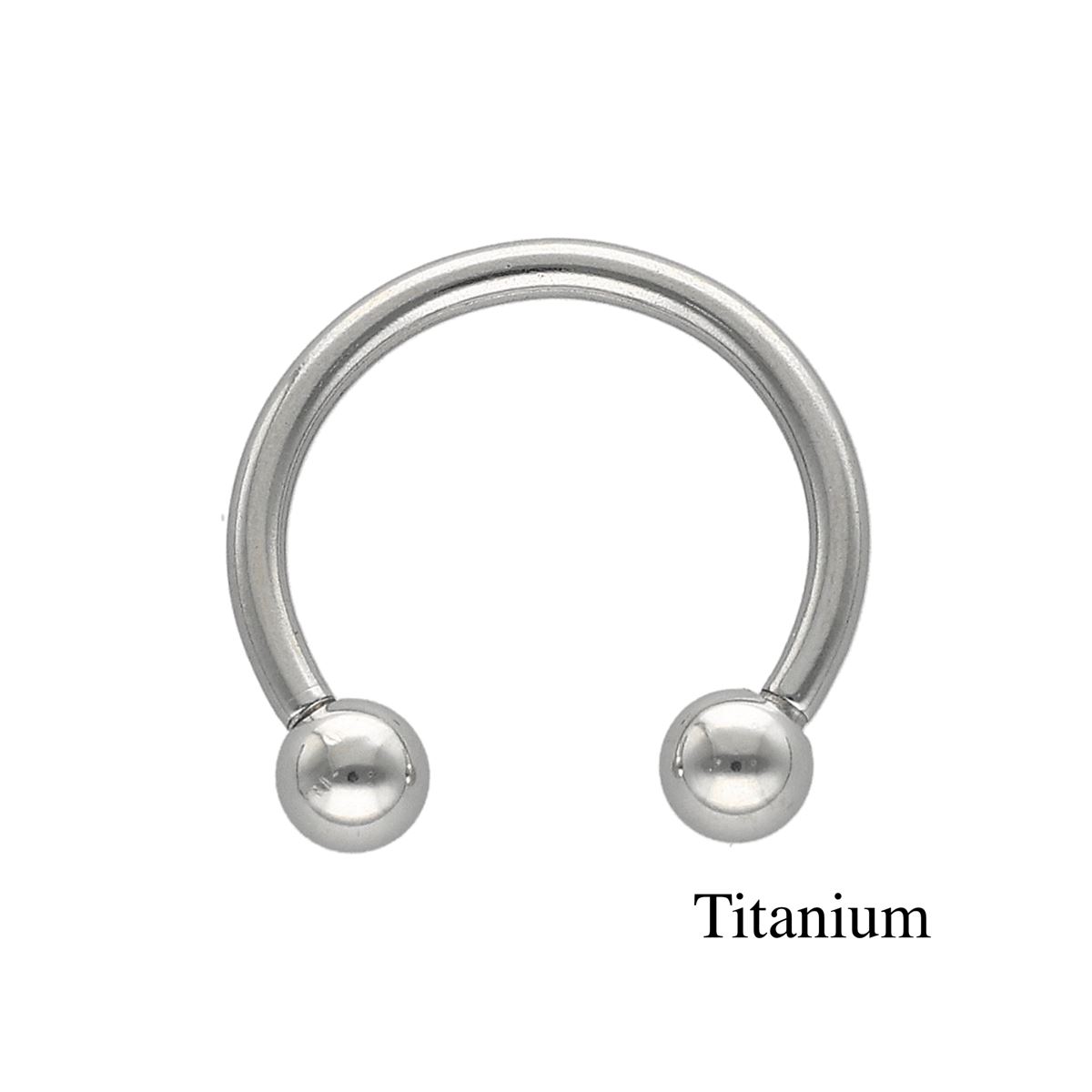 Hufeisenring aus titan mit kugeln, 1.2mm