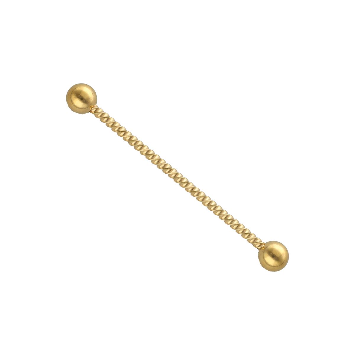 Industrial piercing aus Chirurgenstahl, goldfarbig mit einer geflochtenen Stange