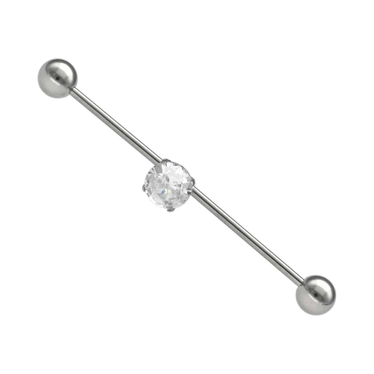 Industrial Piercing aus chirurgischem Stahl mit weißem Kristall