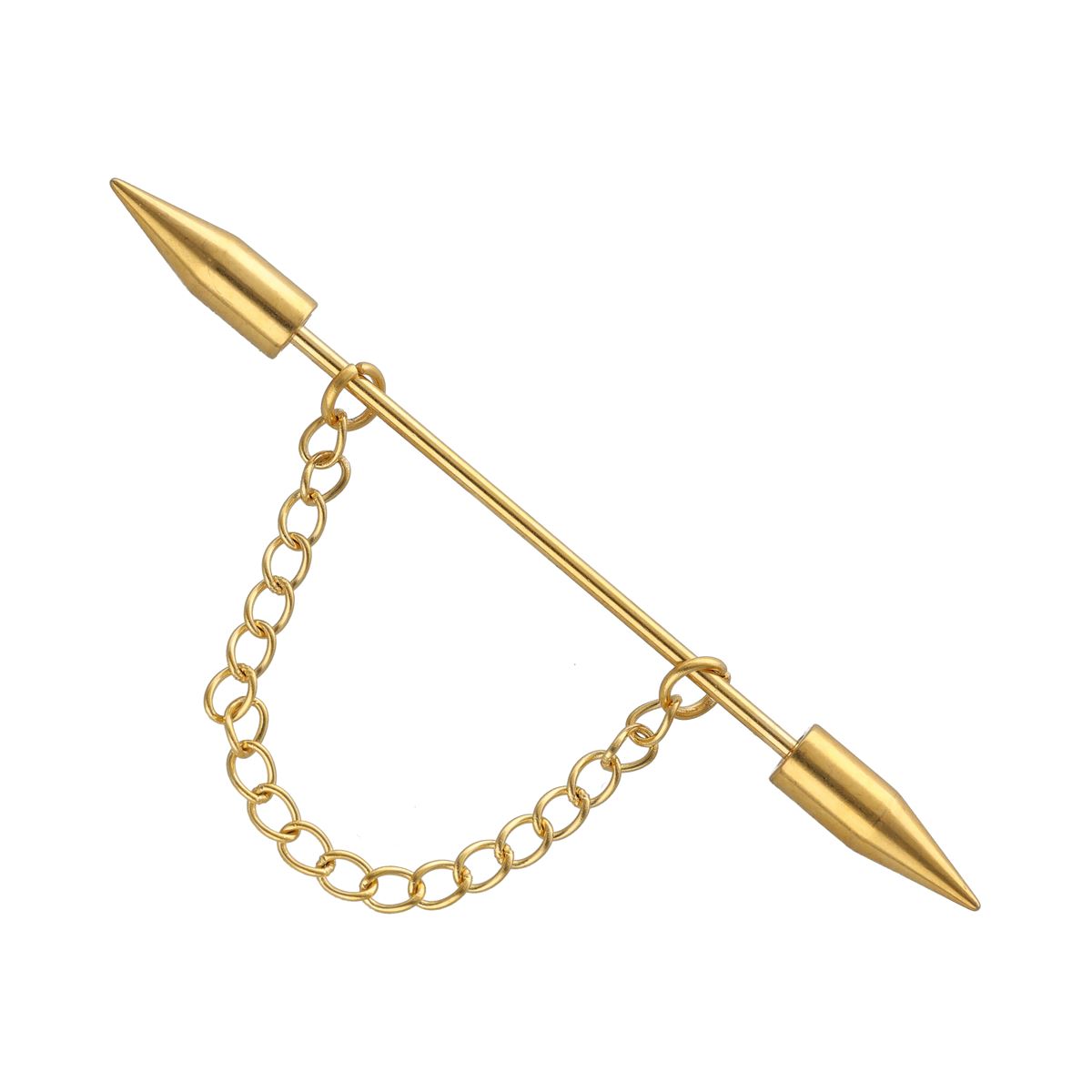 Industrial Piercing aus Gold-Chirurgenstahl mit Kette