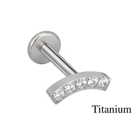 Labret/helix/tragus piercing in titanium lus bedekt met kristallen