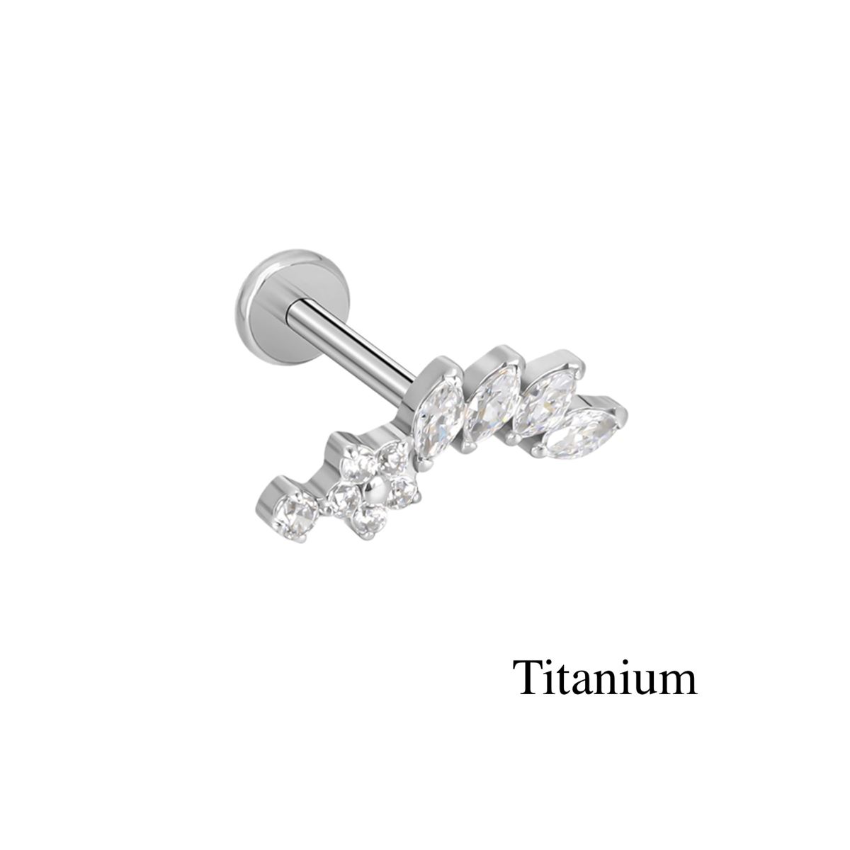 Labret/helix/tragus piercing in titanium F136 loop covered with white ...