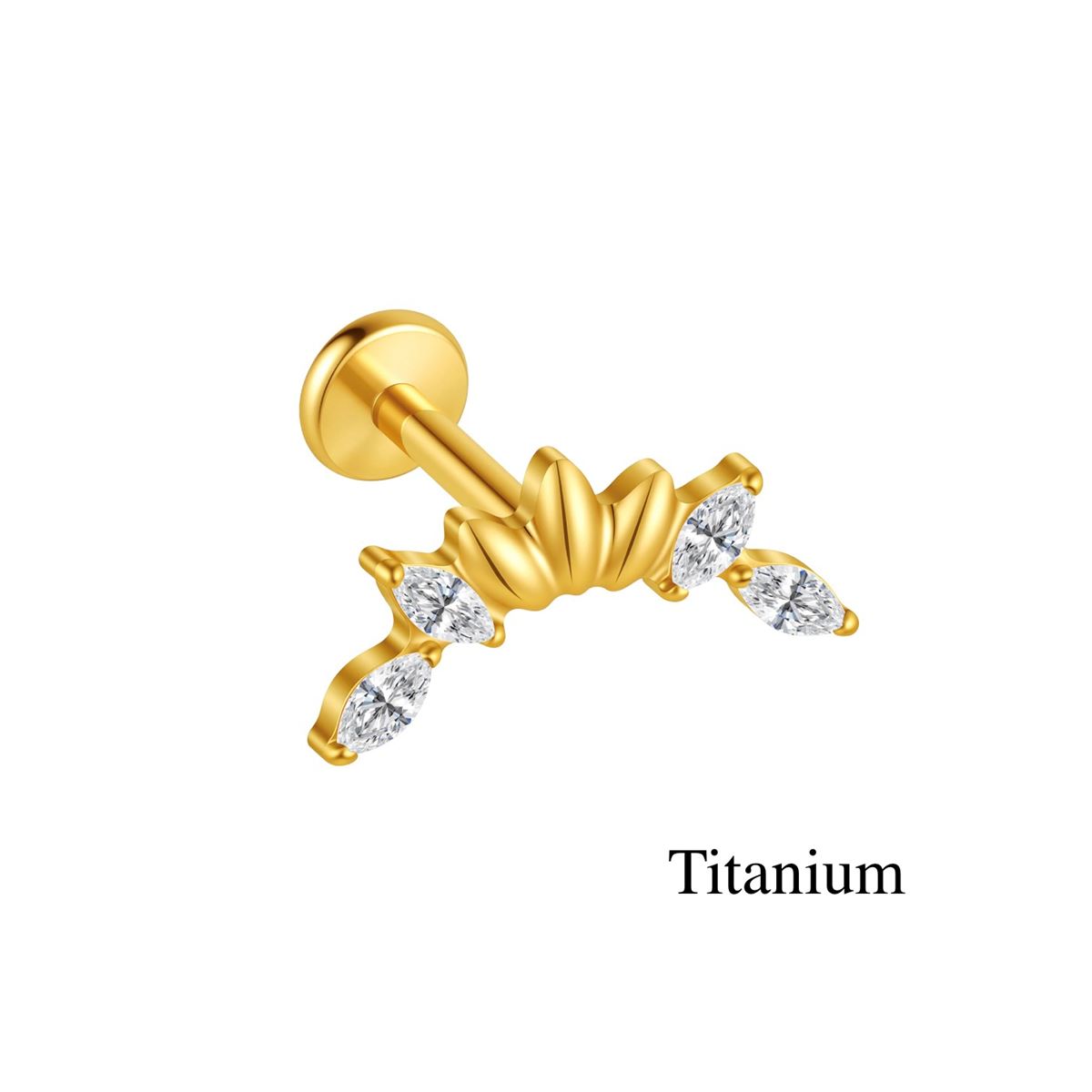 Labret/helix/tragus piercing in goud titanium F136 met lussen