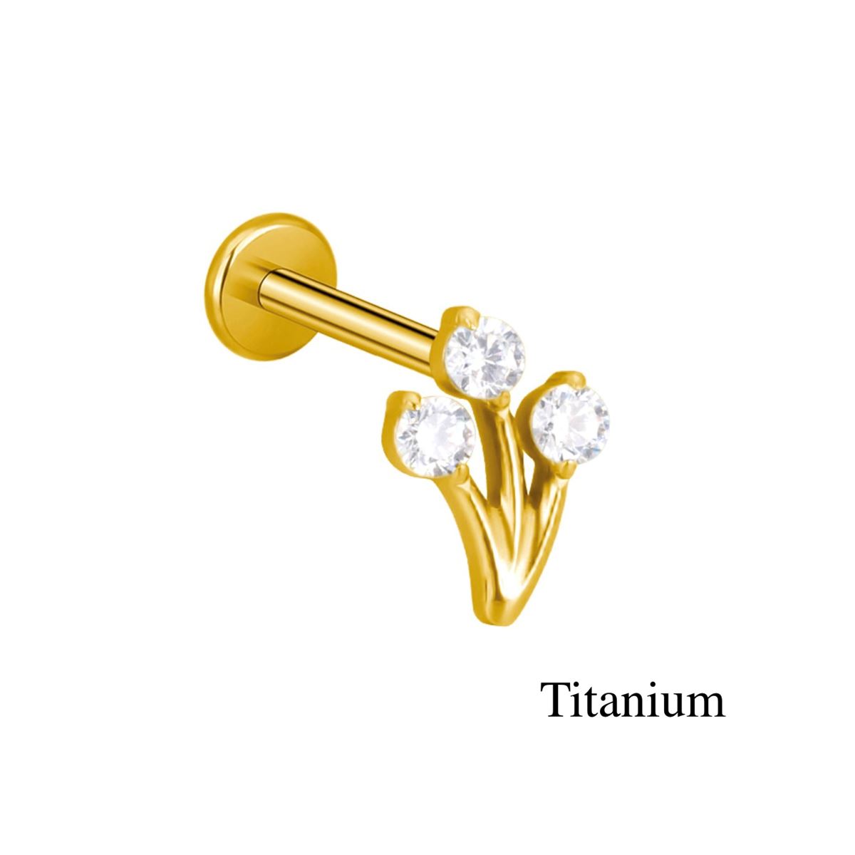 Labret-/Helix-/Tragus-Piercing aus Gold-Titan F136 mit einer Blume