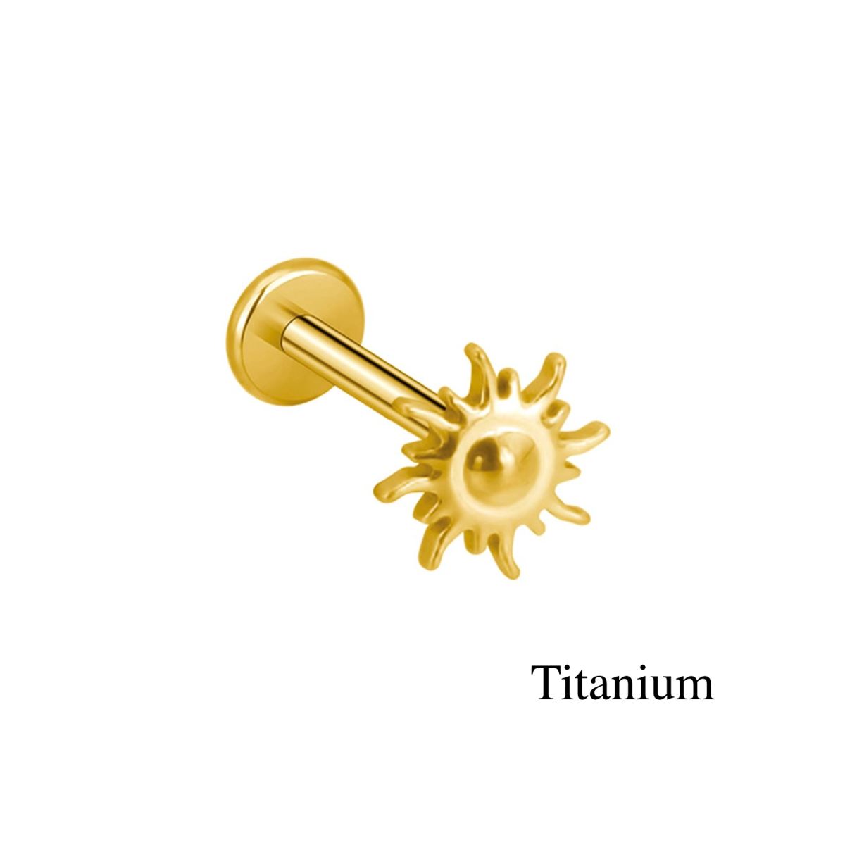 Labret-/Helix-/Tragus-Piercing aus Gold-Titan F136 mit einer Sonne