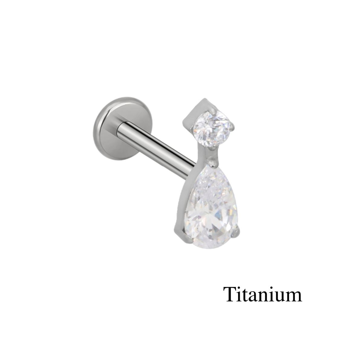 Labret-/Helix-/Tragus-Piercing aus Titan F136 mit 2 weißen Kristallen