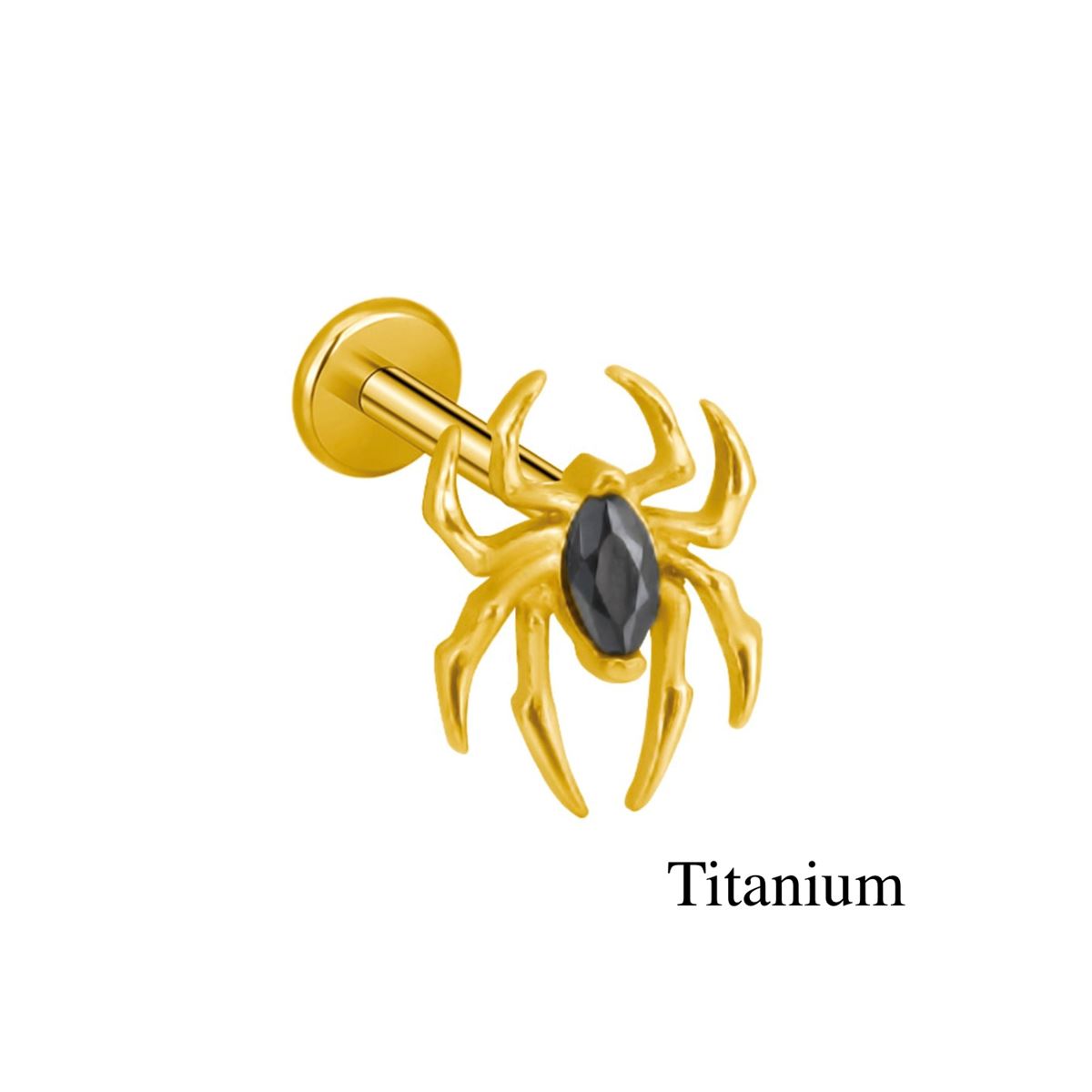 Labret-/Helix-/Tragus-Piercing aus Gold-Titan F136 mit einer Spinne
