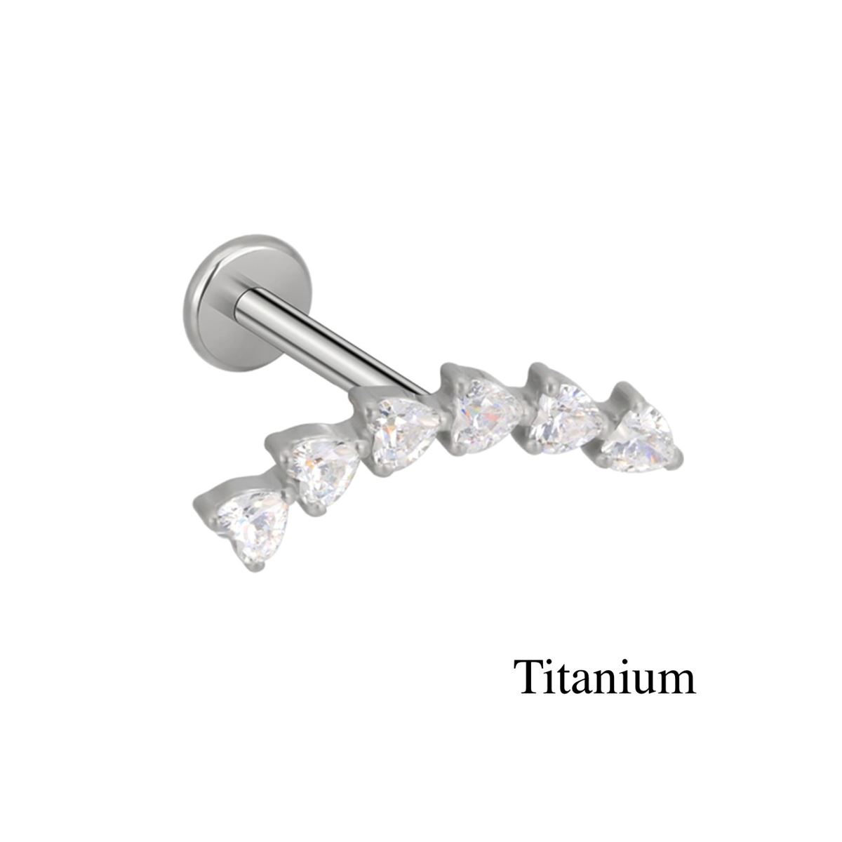 Labret/helix/tragus piercing in titanium F136 loop covered with hearts