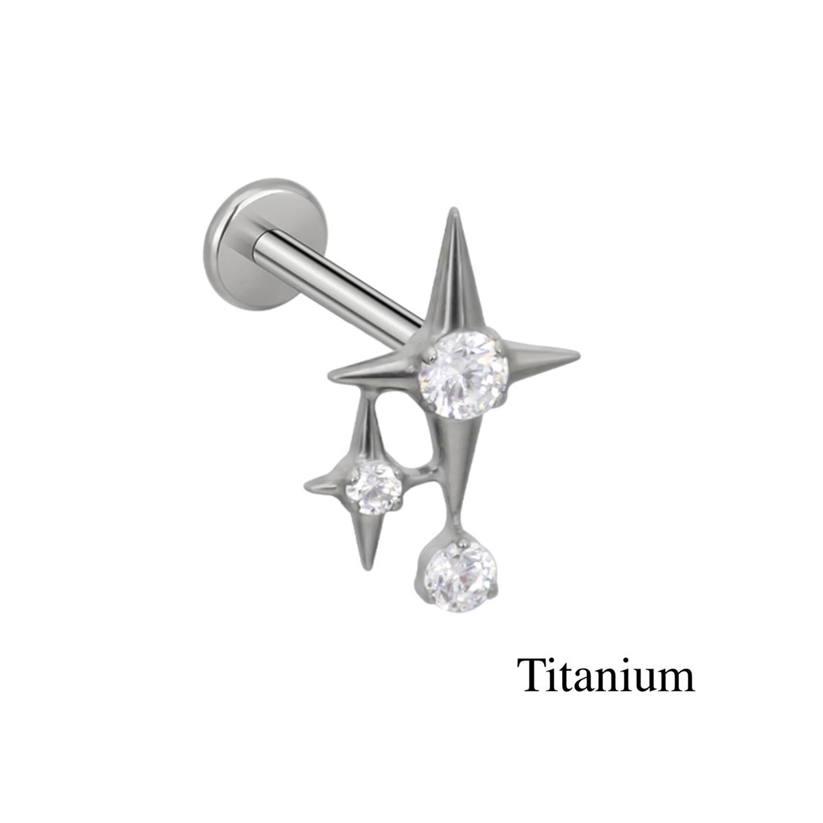 Labret/helix/tragus piercing in titanium F136 double star