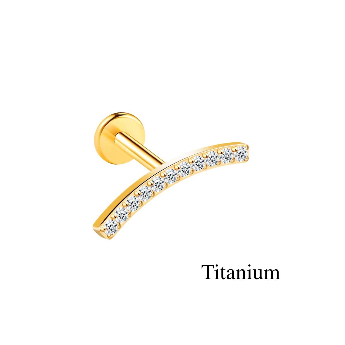 Labret/helix/tragus piercing in goud titanium F136 lus bedekt met witte kristallen