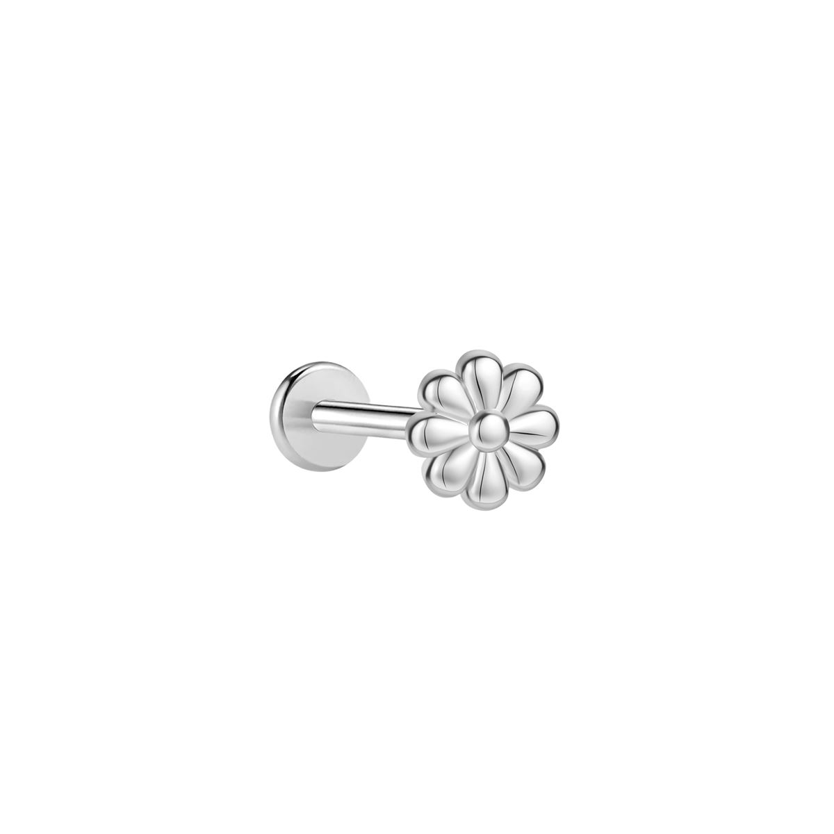 Labret/helix/tragus piercing in surgical steel flower motif