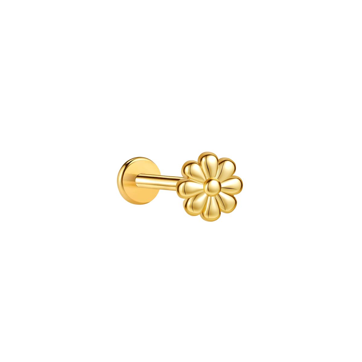 Labret/helix/tragus piercing in gold surgical steel flower motif