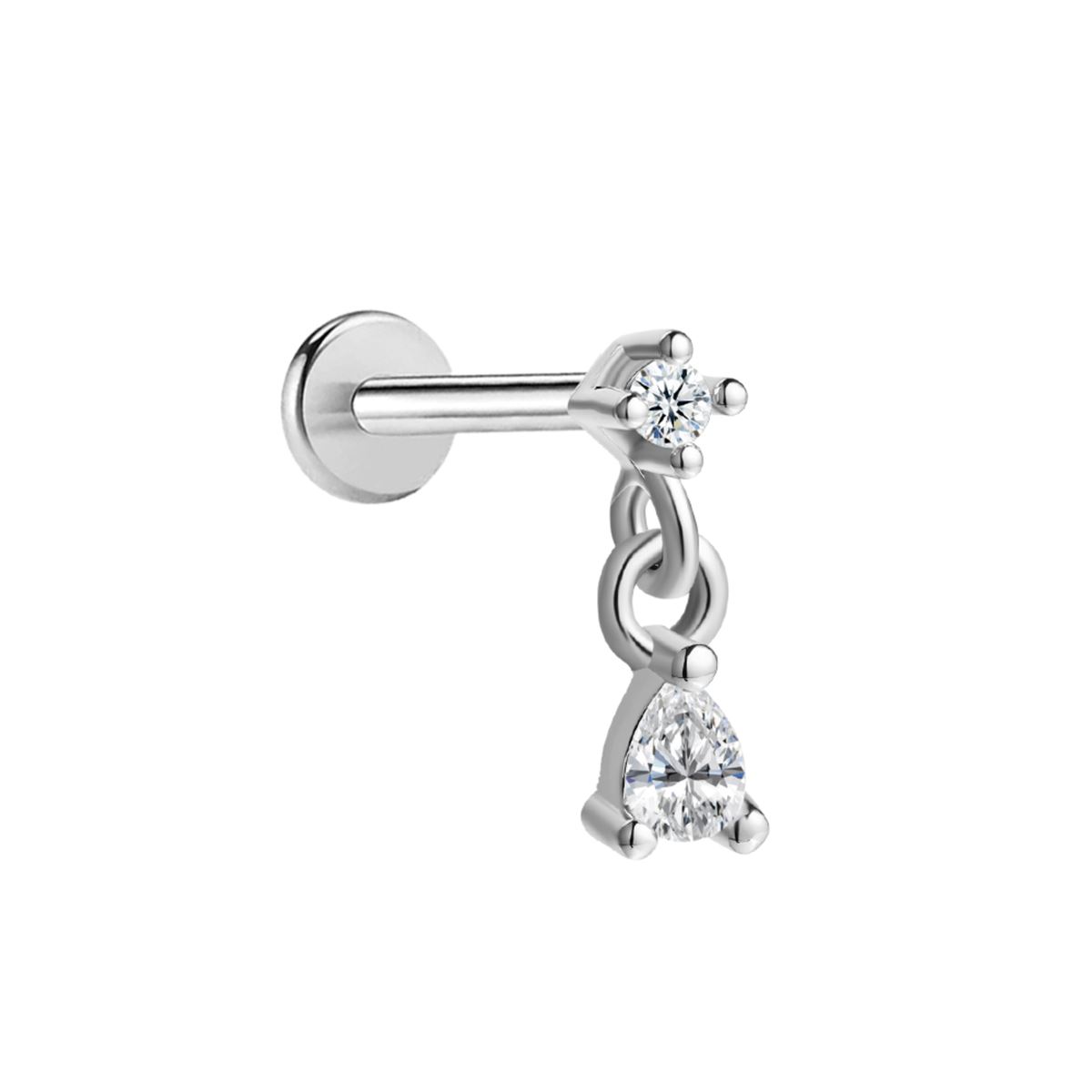 Labret/helix/tragus piercing in surgical steel with a pendant