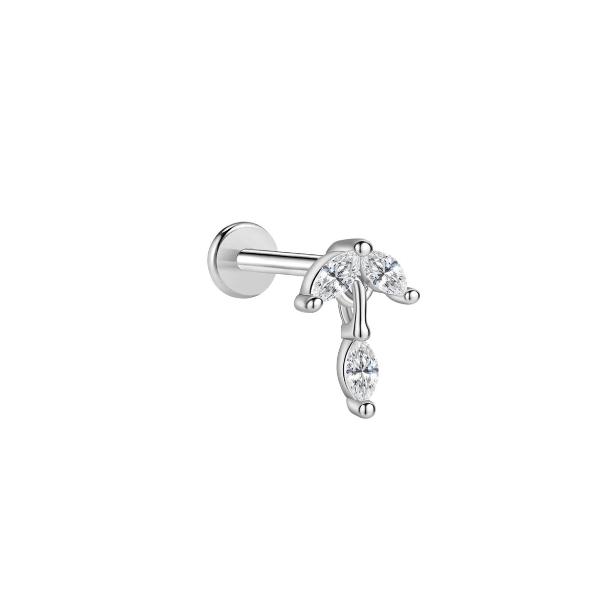 Labret/helix/tragus piercing in surgical steel design with a small pendant