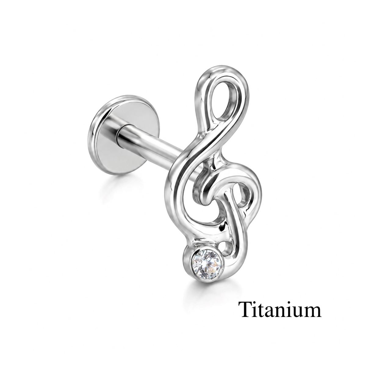 Tragus-Helixpiercing aus Titan ASTM F136 mit Violinschlüssel