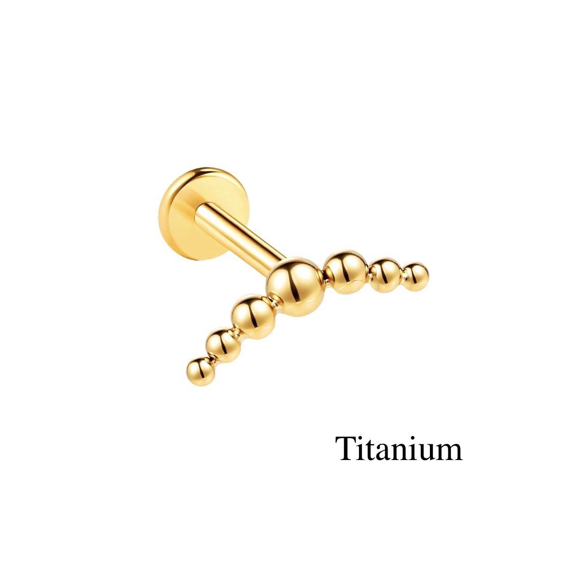 Labret/helix/tragus piercing in goud titanium F136 lus met kleine bolletjes