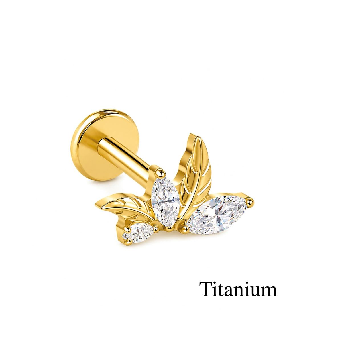 Titan Helix Tragus Labret Piercing ASTM F136 in Gołd mit Kristalle
