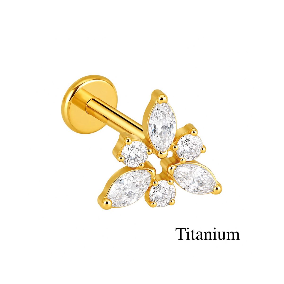 Titan Helix Tragus Labret Piercing ASTM F136 in Gołd mit Dreieck