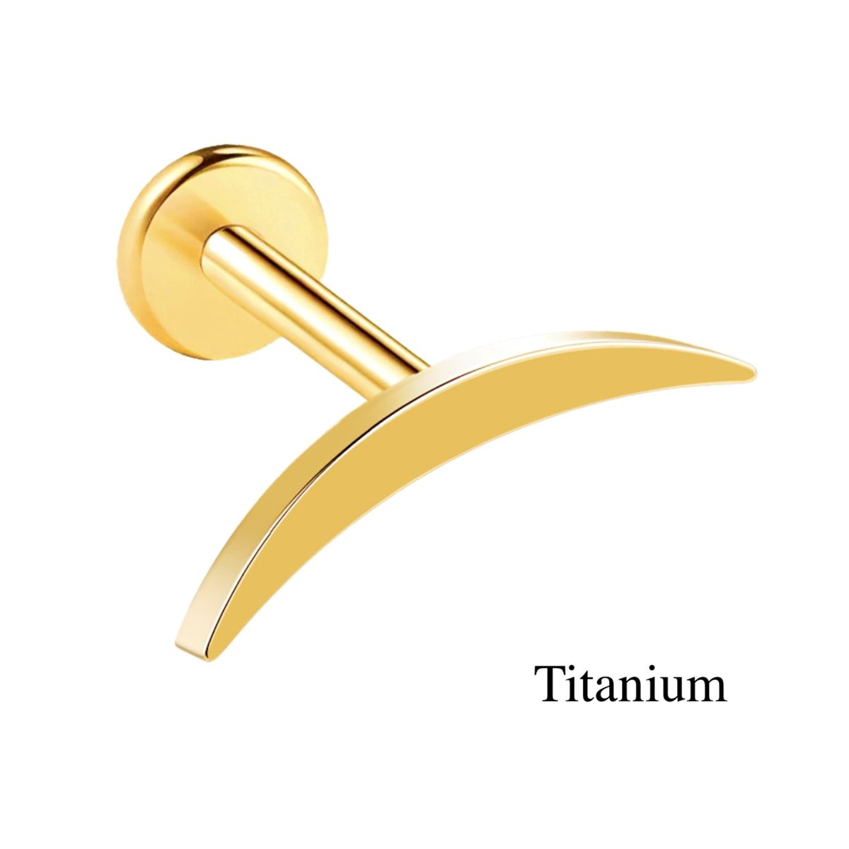 Helix / tragus / labret piercing in titanium ASTM F136 met gebogen maan – goudkleurig