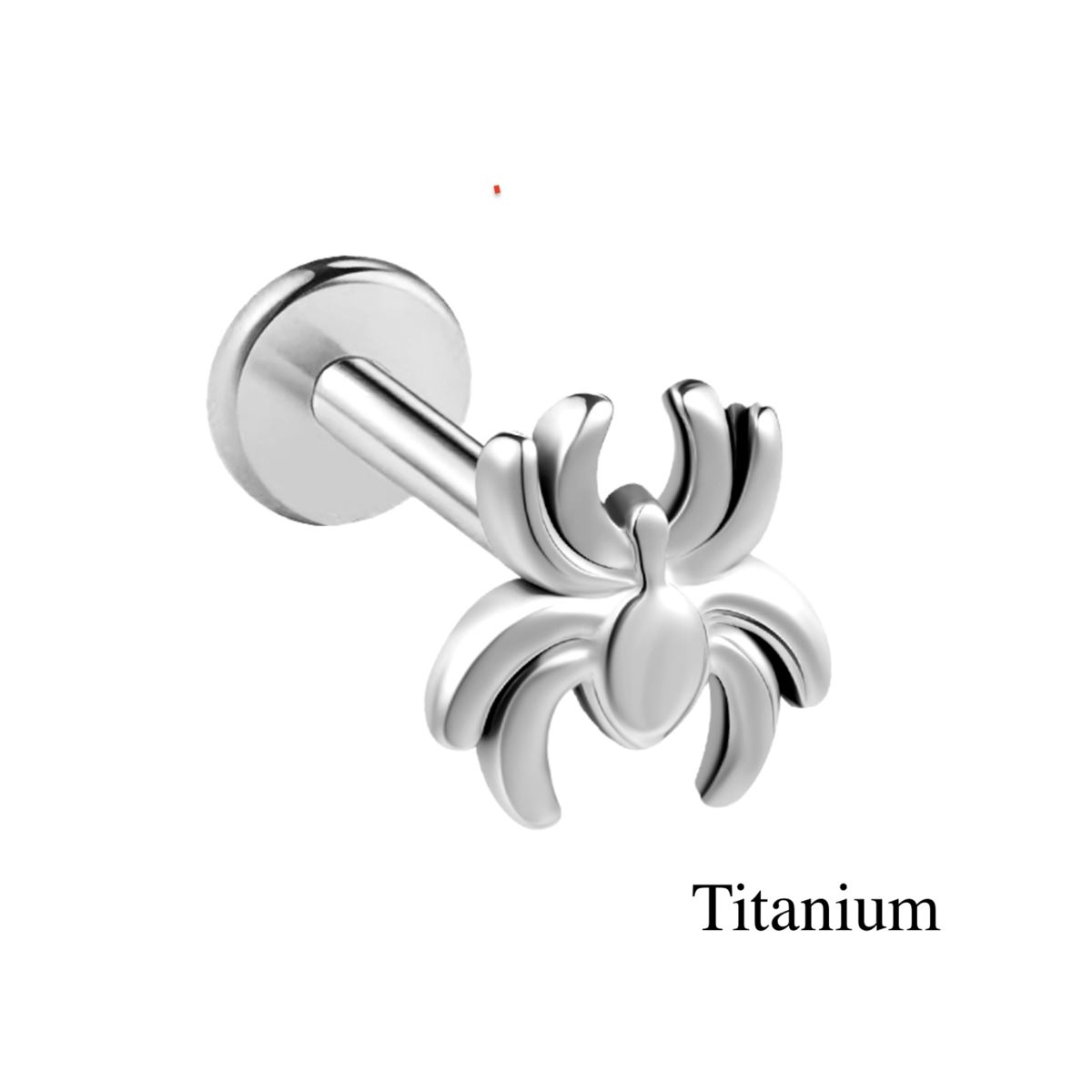 Helix / tragus / labret piercing in titanium ASTM F136 met spin – zilverkleurig