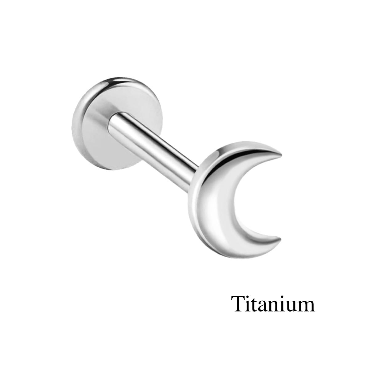 Piercing hélix / tragus / labret en titane ASTM F136 avec demi de lune – Argenté