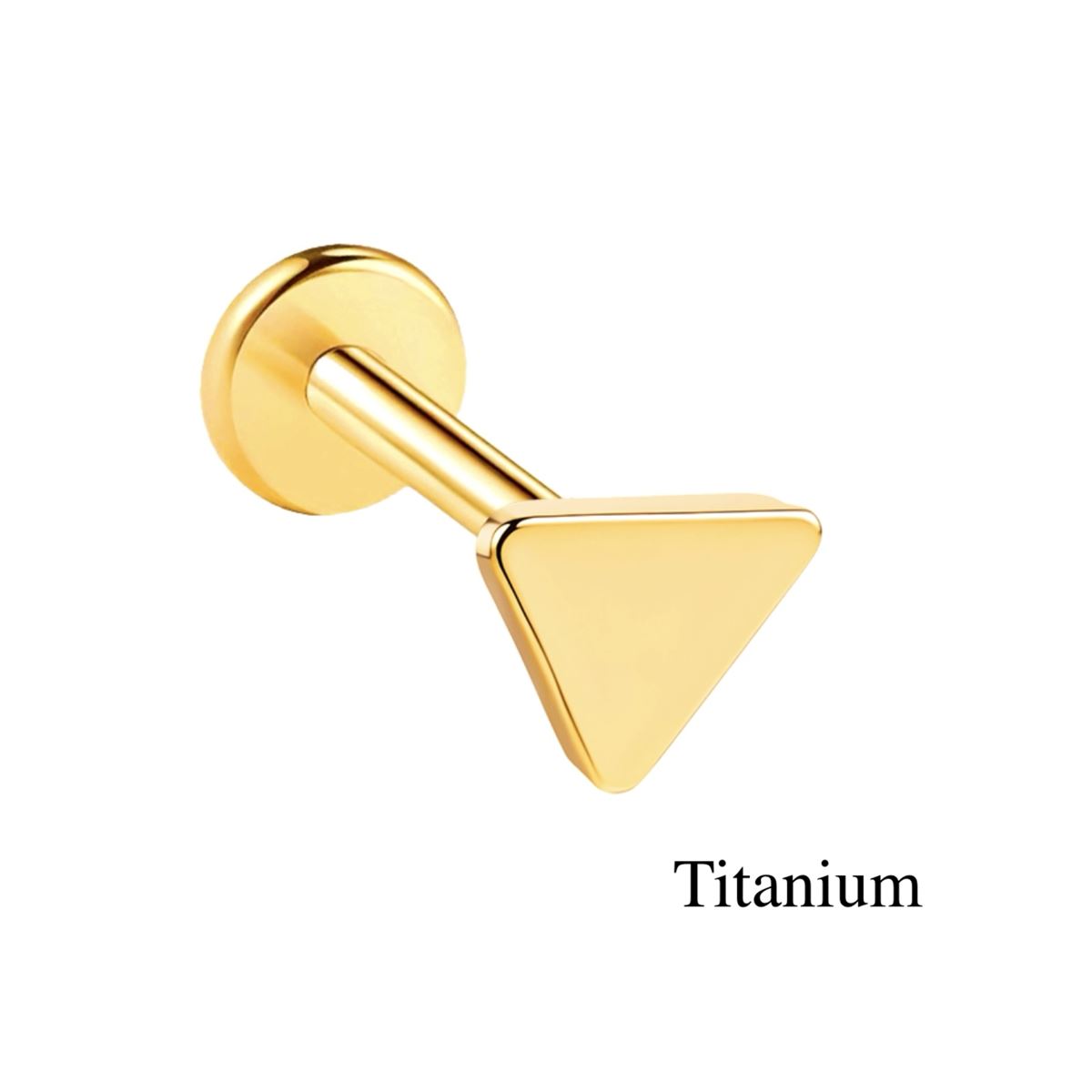 Piercing hélix / tragus / labret en titane ASTM F-136 doré avec triangle minimaliste