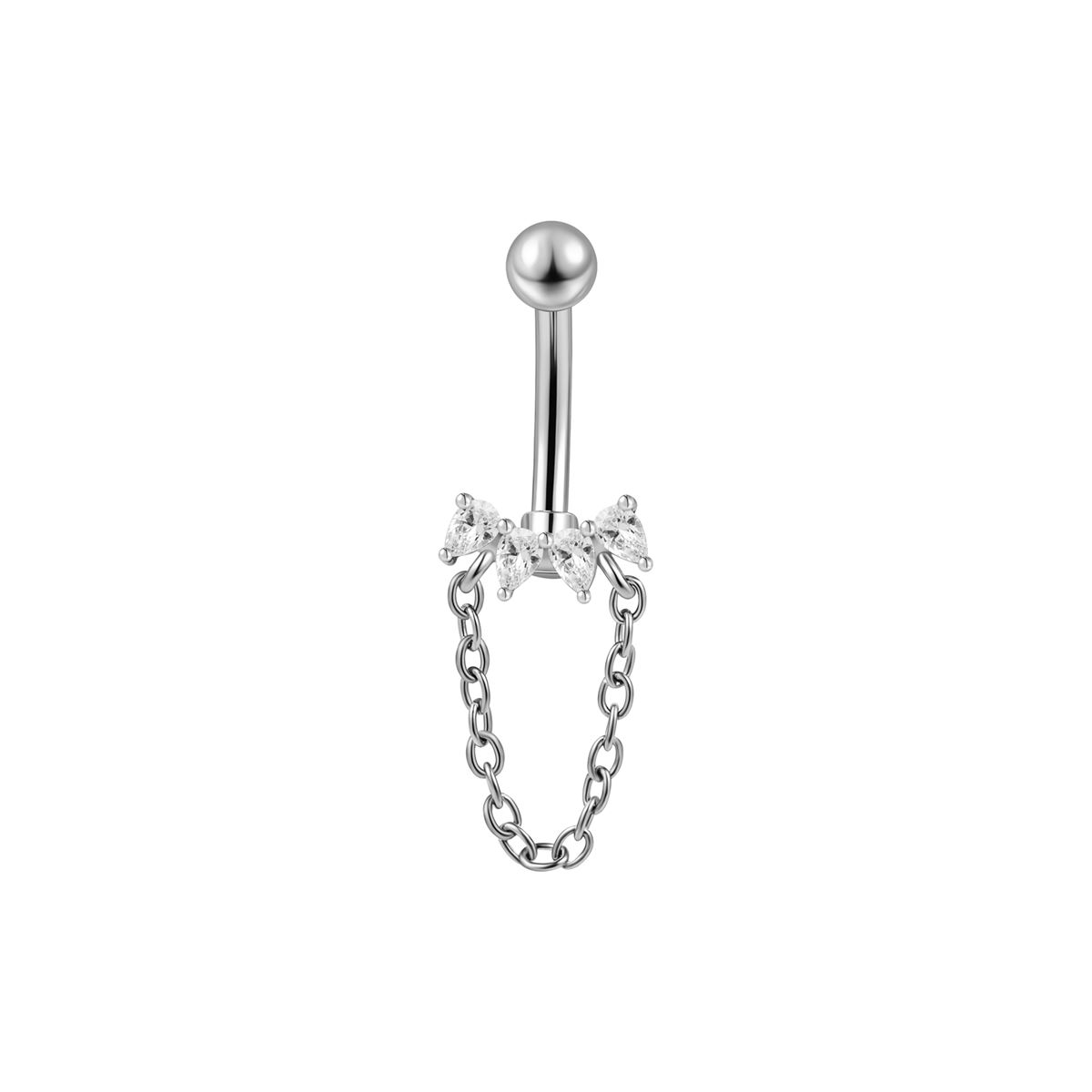 Piercing nombril en acier chirurgical couronne avec une chaîne