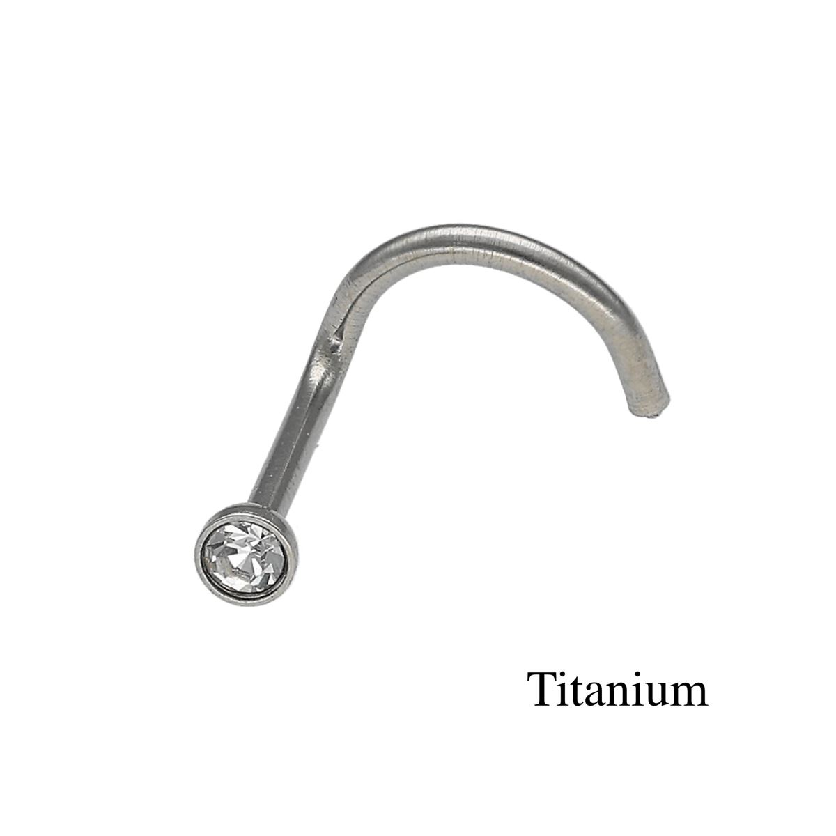 Piercing de nez en titane F136 avec un cristal serti blanc