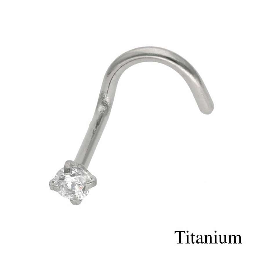 Piercing de nez en titane F136 avec un cristal griffé blanc