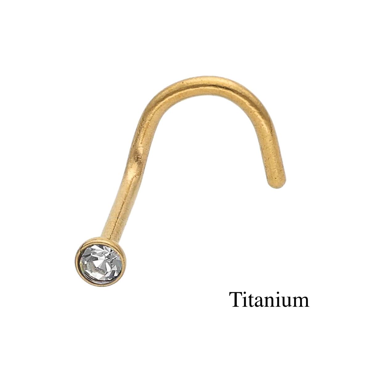 Piercing de nez en titane F136 doré avec un cristal serti blanc