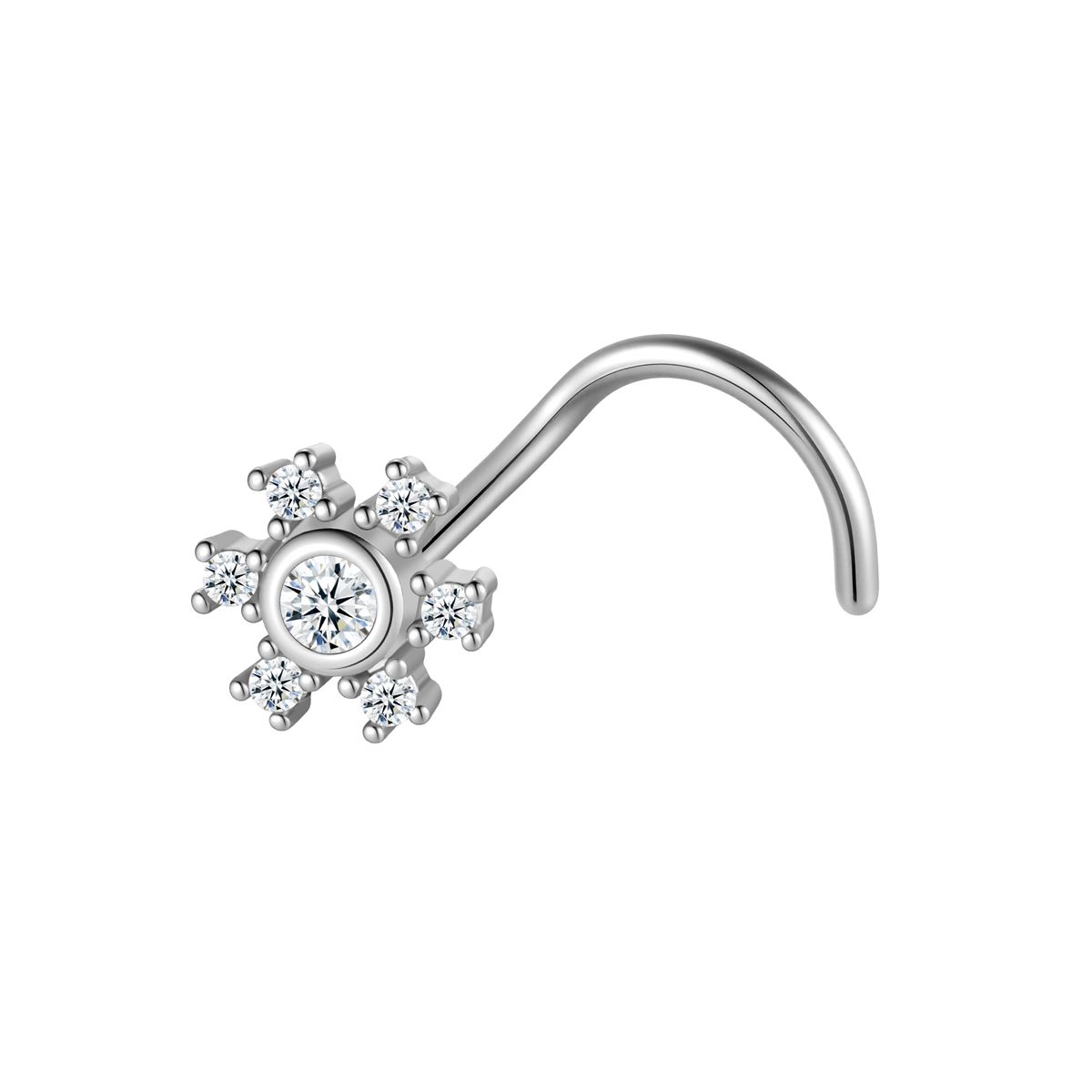 Nose piercing in surgical steel with star motif and crystals