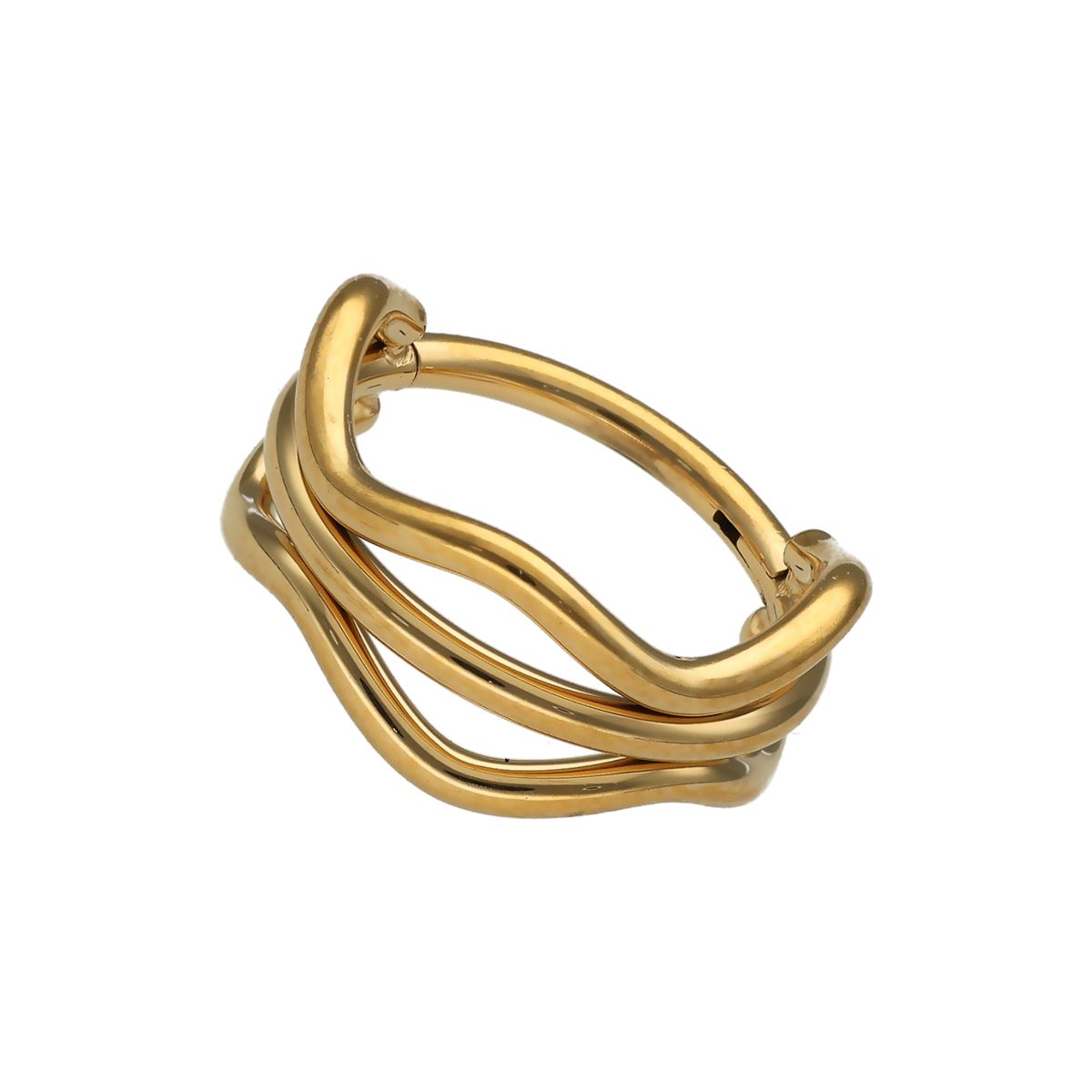 Segmentring/clciker in goud chirurgisch staal drie rijen