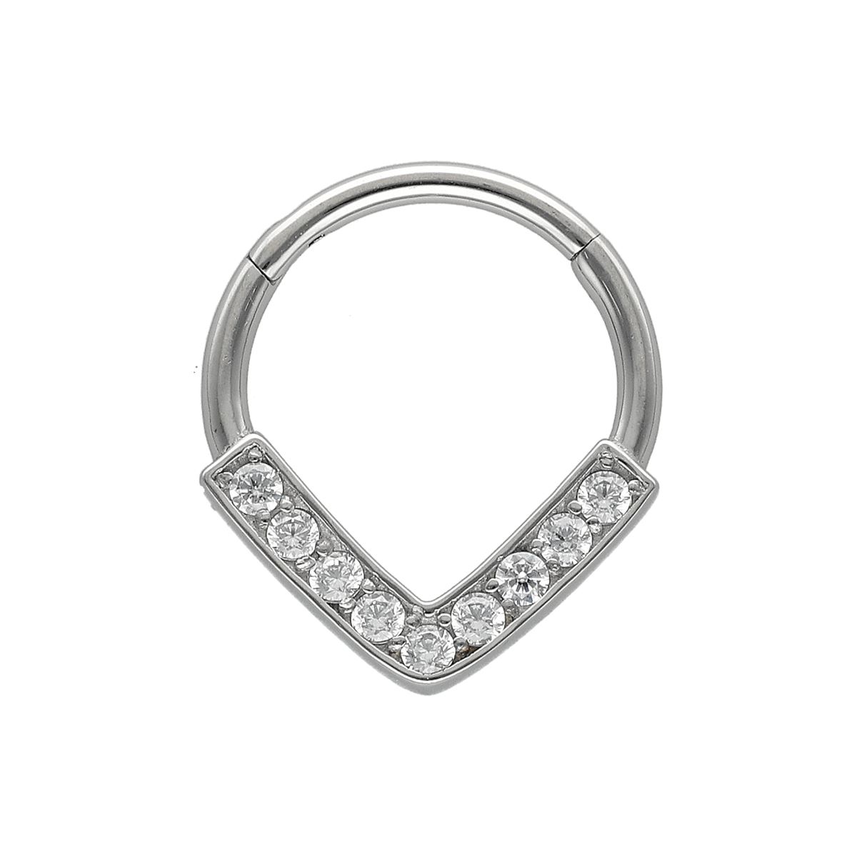 Anneau/segment en acier chirurgical avec une goutte recouverte de cristaux blancs