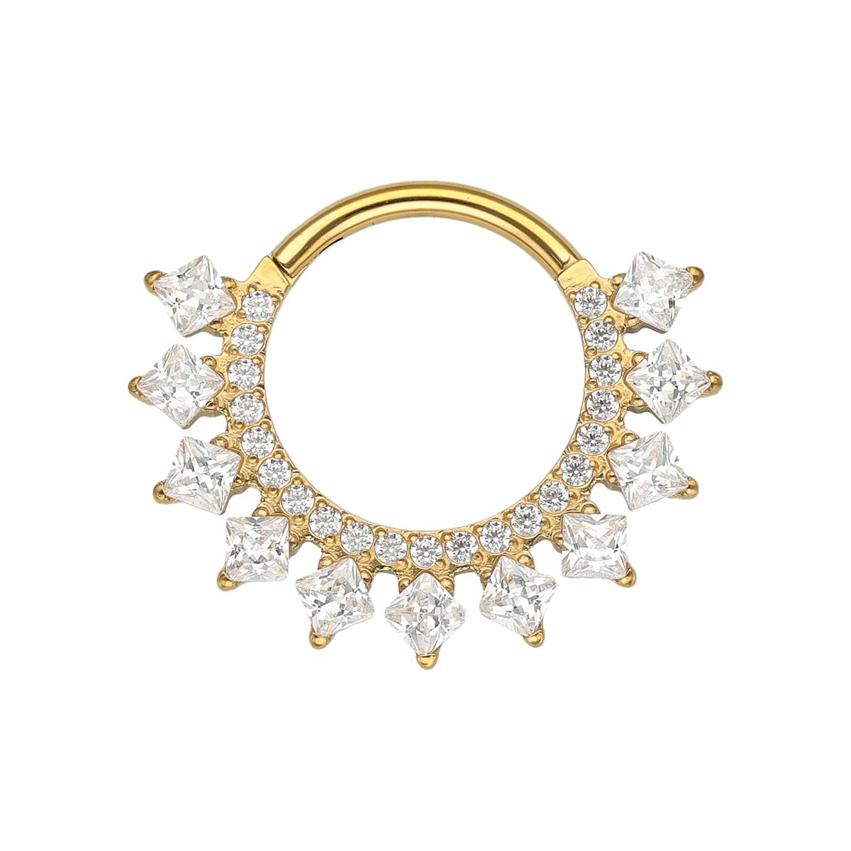 Chirurgenstahl Segmentring/Clicker-goldfarbig Motiv mit Kristallen bedeckt