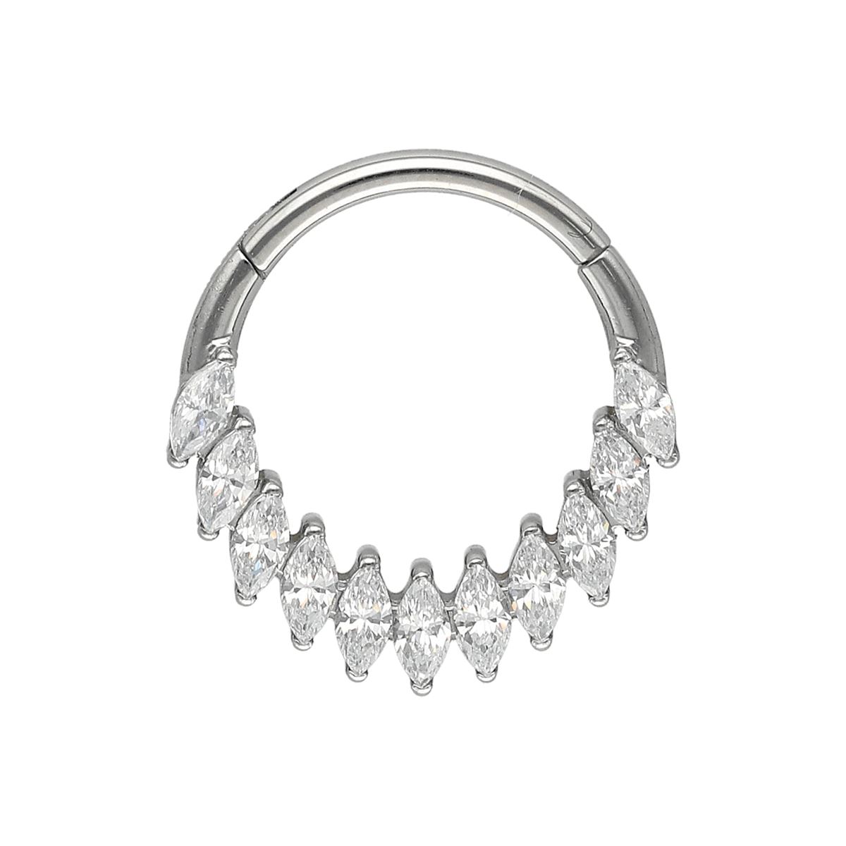Chirurgenstahl Segmentring/Clicker mit 11 weißen Kristallen