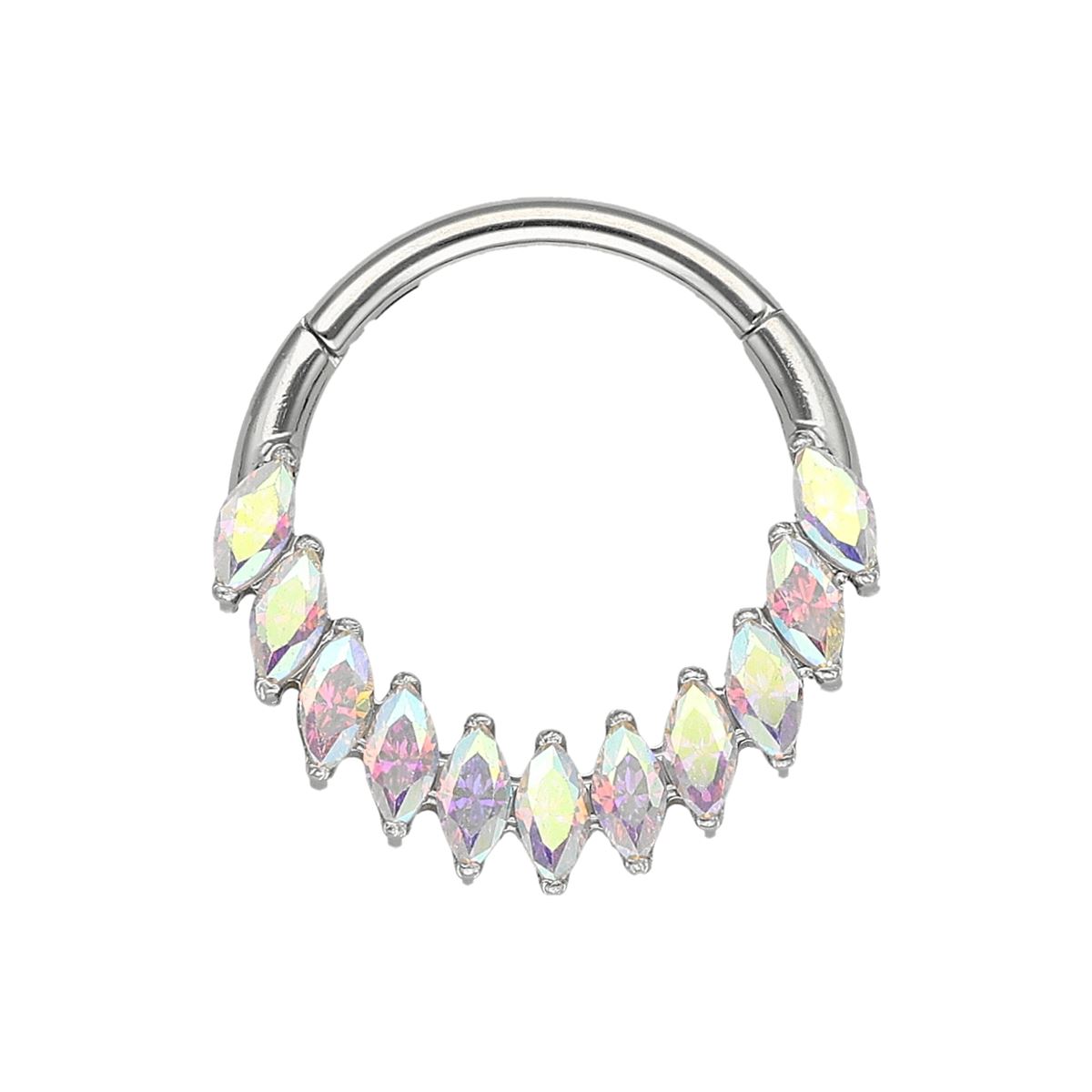 Chirurgenstahl Segmentring/Clicker mit 11 Farbe der Aurora Borealis Kristallen