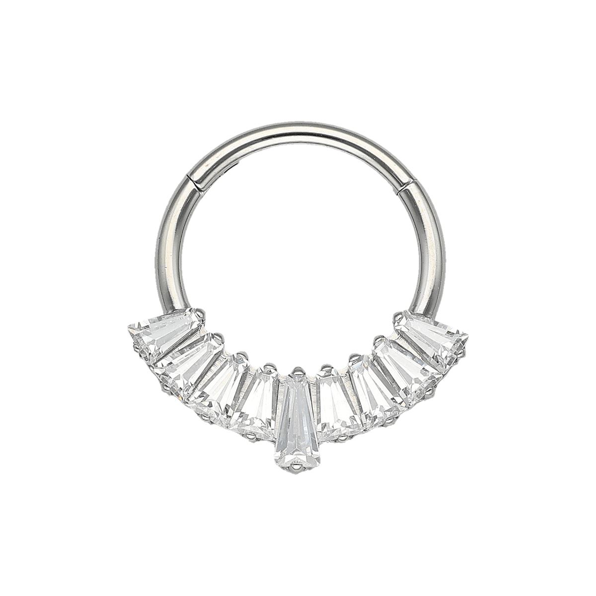 Chirurgenstahl Segmentring/Clicker mit quadratischen Kristallen