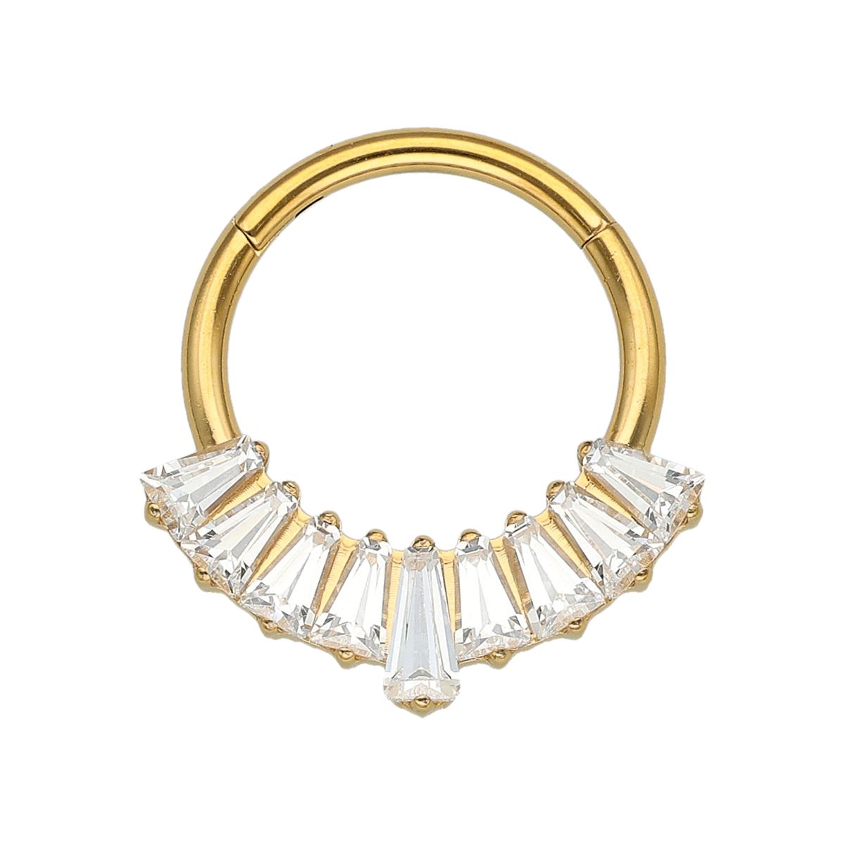 Chirurgenstahl Segmentring/Clicker-goldfarbig mit quadratischen Kristallen